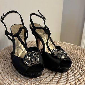 Antonio Melanie Black dress heels with rhinestones